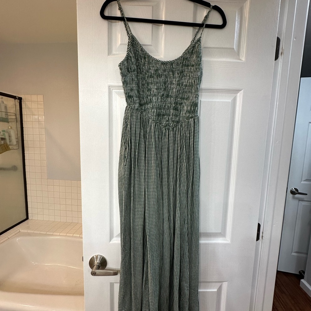 Aerie Green Checkered Maxi Dress